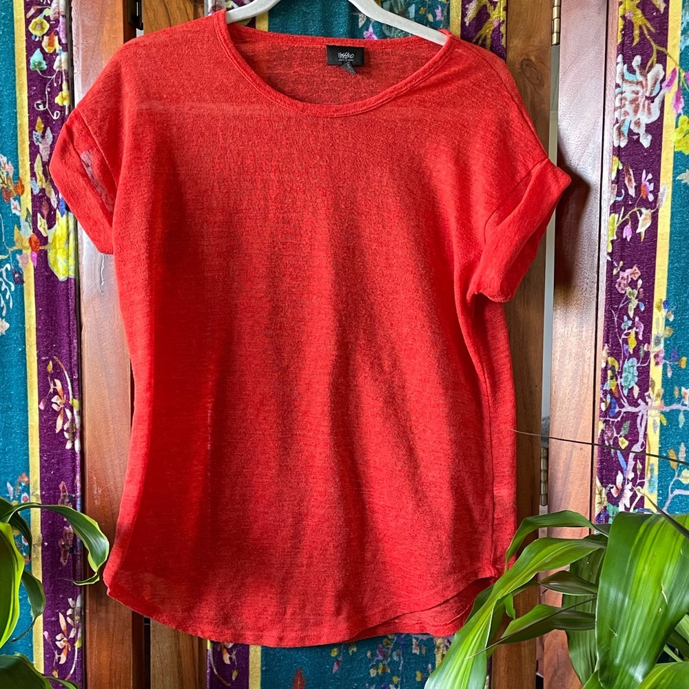 Mossimo Slightly Sheer Red Sweater Top - Size S
